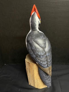 Carved pileated woodpecker, view two